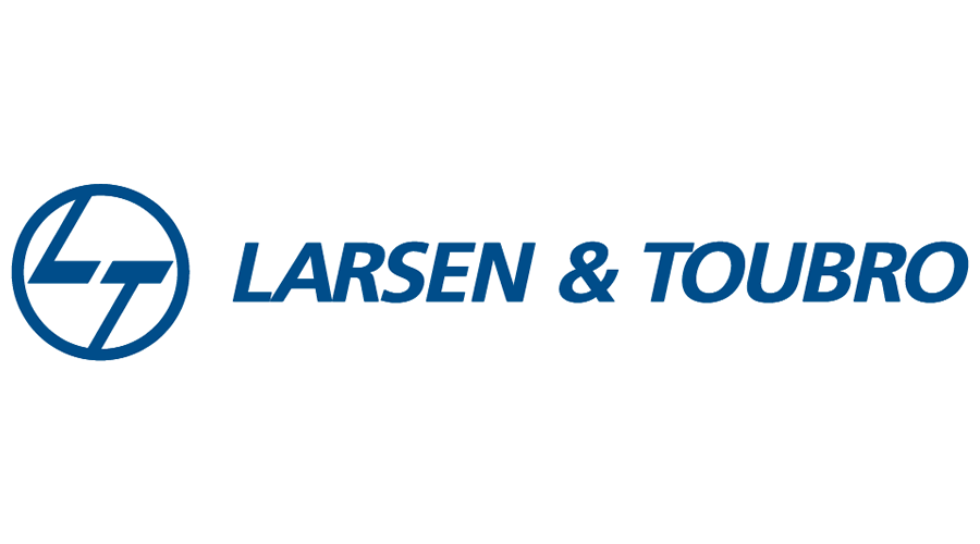 The logo of Larsen & Toubro (L&T) features a stylized, circular design with the initials "L&T