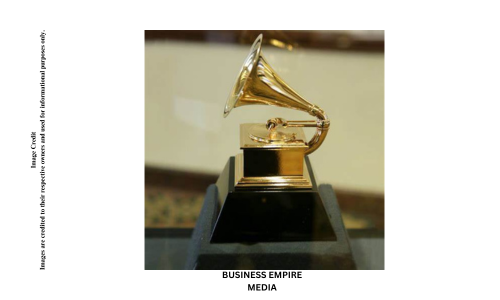 The Grammy Award trophy, a gold gramophone on a black base. The trophy is awarded annually by the Recording Academy to recognize outstanding achievements in the music industry.