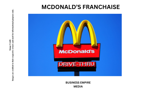 McDonald's logo with an image of a McDonald's restaurant featuring its iconic Golden Arches. 